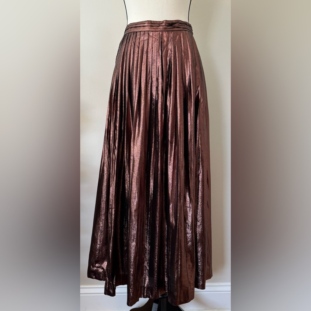 Evan Picone Metallic Copper Maxi Skirt